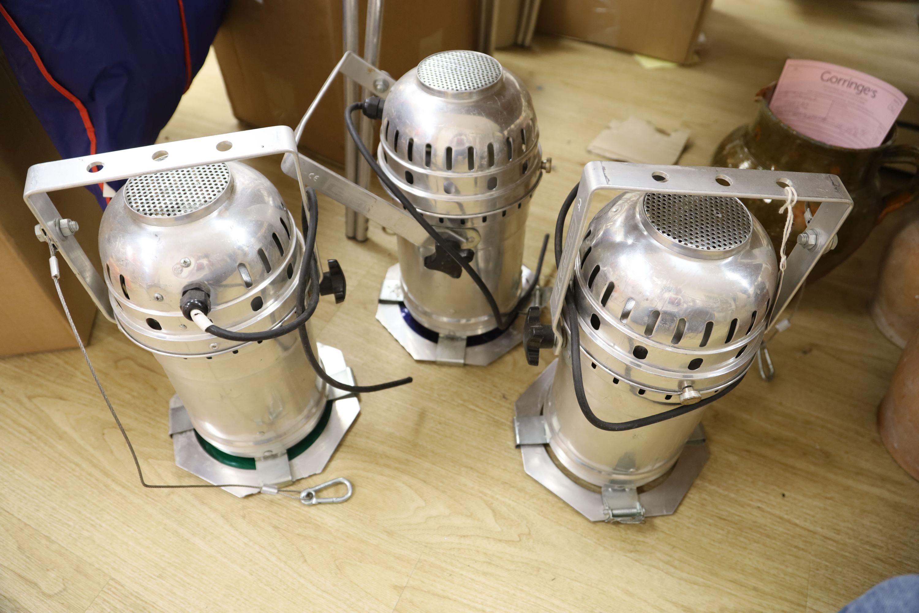 Three coloured industrial lights